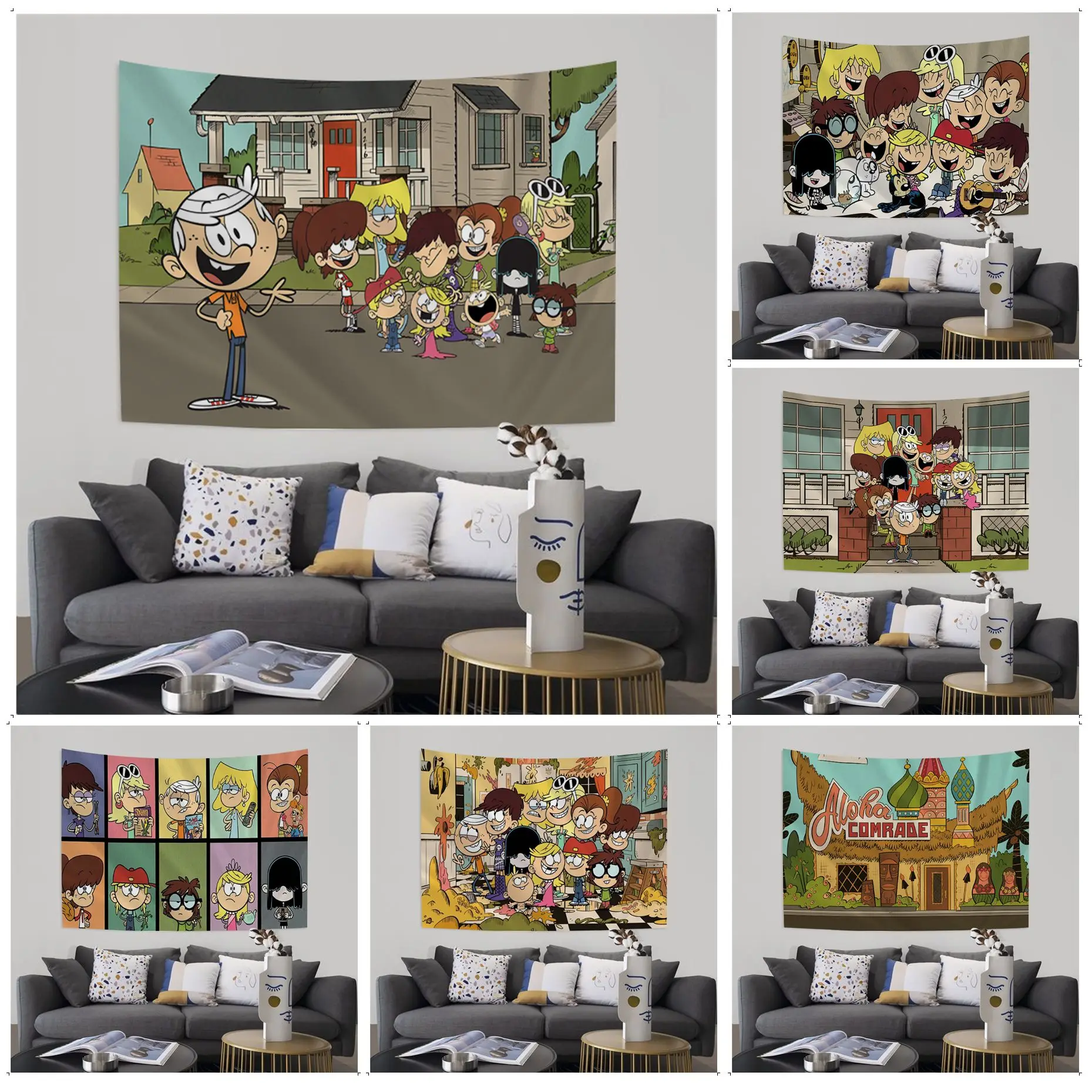 

The Cartoon Loud House Cartoon Tapestry Hanging Tarot Hippie Wall Rugs Dorm Home Decor