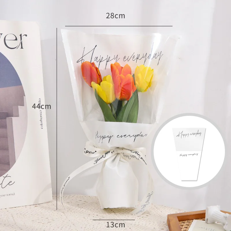 Single Rose Sleeves Flower Wrapping Bag Bouquet Packaging Bags Clear Cellophane Floral Wrappers for Valentine's Day