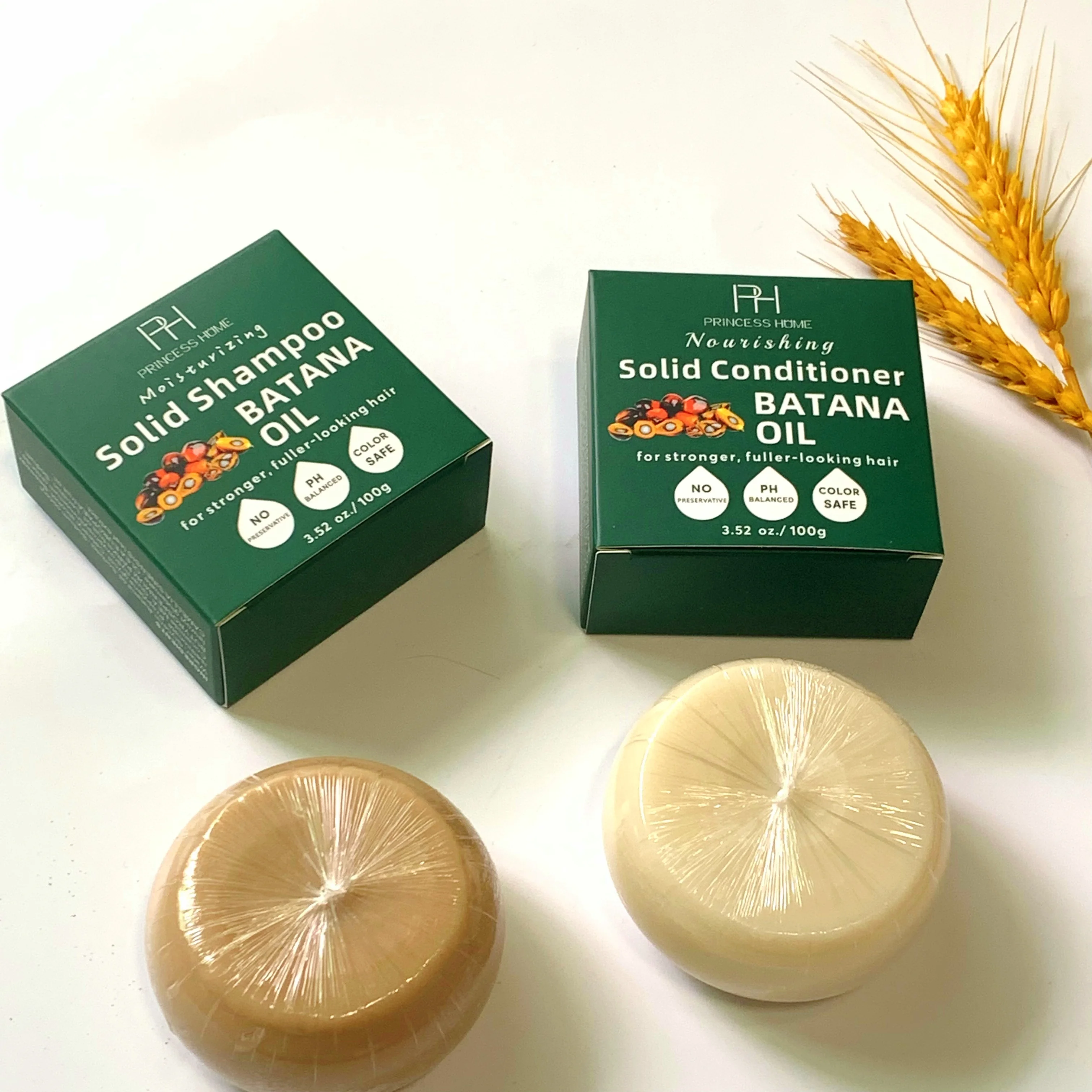 100g Hair Thickening and Strengthening Batana Oil Shampoo Bar Eco Friendly Color Safe PH Balanced, Sulfate Free Shampoo Bar