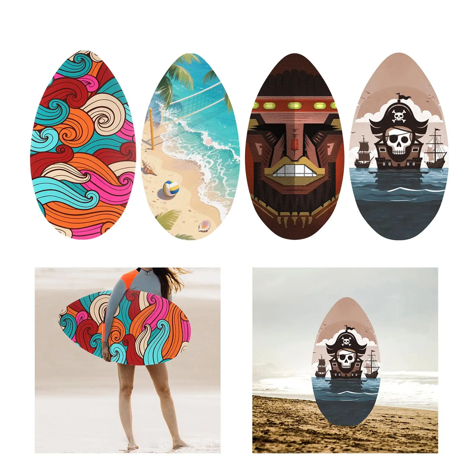 Skimboard 35 inch Wood Standing Small Surfboard for Beginners Adults Kids