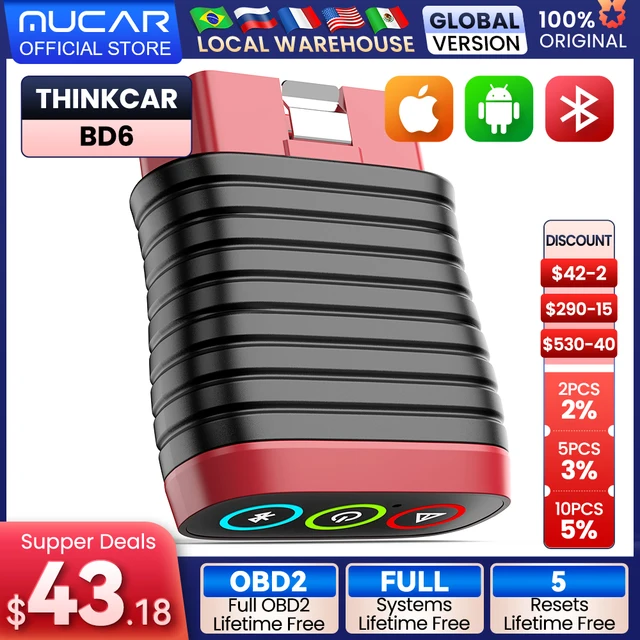 THINKCAR BD6 OBD2 Scanner for Car,All System Car Code Readers Scan Tools for iPhone & Android Wireless OBD2 Auto Diagnostic Tool 1