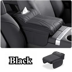 Premium Car Armrest Height Booster with Storage Bag & Leather Protective Cover (Black)