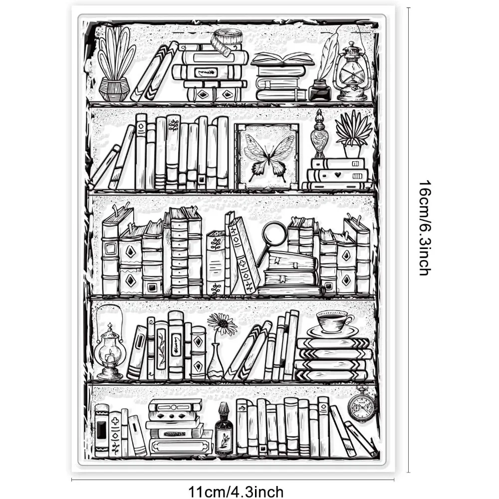 Timbro trasparente per libreria vintage per realizzare cartoline, libri decorativi, librerie, timbri in silicone trasparente per scrapbooking fai da te - immagine 6