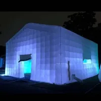 White Black Inflatable Nightclub Tent With Windows Lighting Night Club Cube Disco Music Bar Tent Wedding Photo Booth For Event 1