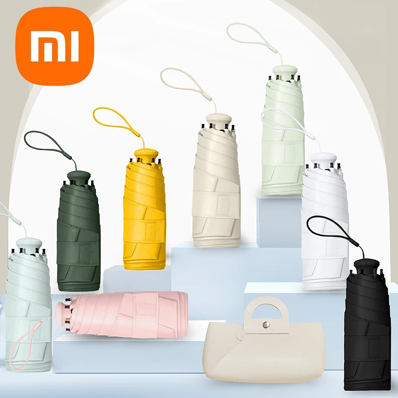 Xiaomi Capsule Umbrella Portable Mini Sunshade Sunscreen Rain Umbrella Rubber Alloy Handle Foldable Sun Rain Dual Use
