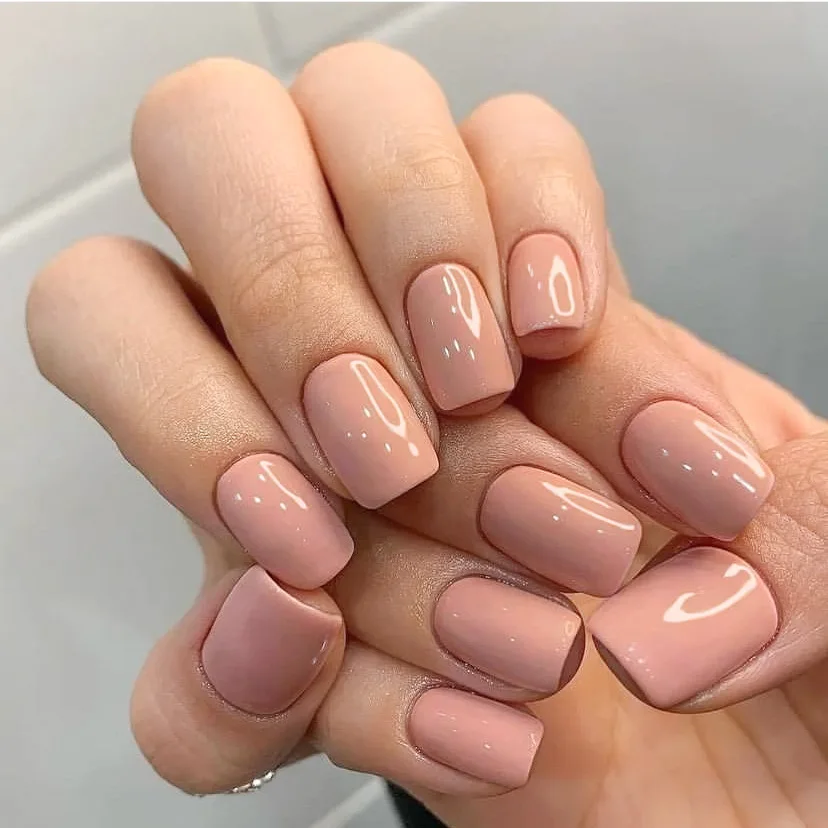 24Pcs Wine Red Square Press On Fake Nails