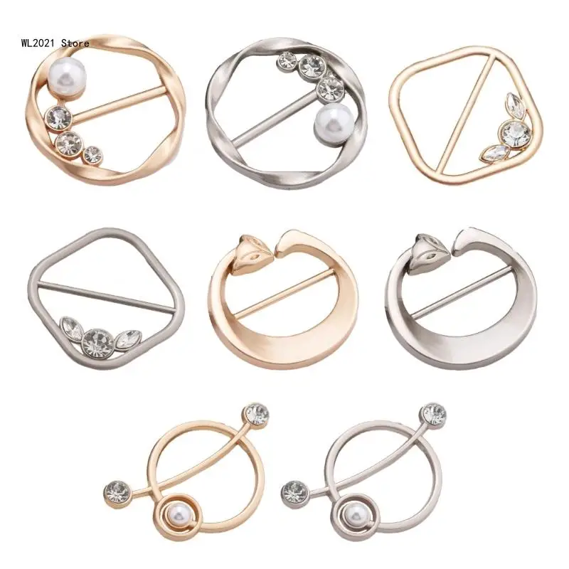 

Fashion T-shirt Hem Knotted Brooch Pin for Women Shawl Clip Ring Corner Waist Knotted Clasp for Shirt Silk-scarf Decor