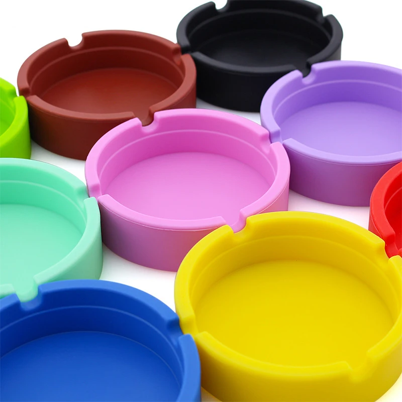 Creative Portable Rubber Silicone Round Ashtray Durable Soft Eco-Friendly Ashtray Ash Tray Holder 4 Colors Home Supplies
