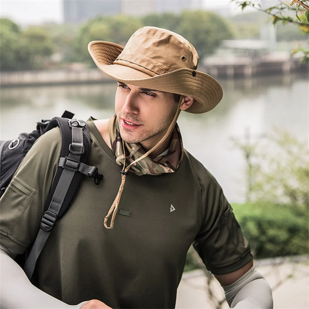 Men's Fishing hat Wide Brim Sun Protection Hat with Breathable Safari hat  and Fisherman hat Hiking Hats Boonie Hats for Man 2023 - AliExpress