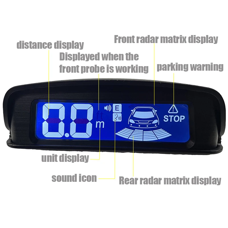 Multiple Radar Parking Sensor Kit Backlight Parktronic LED Display System Backup