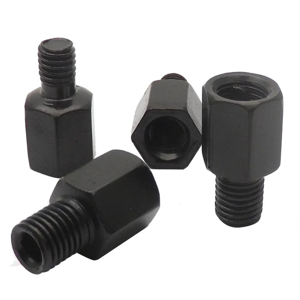 Motorcycle Mirrors Pair Black Mirror Adapters M10 10MM M8 8MM Conversion Bolt Clockwise Anti-clock Right Left Thread
