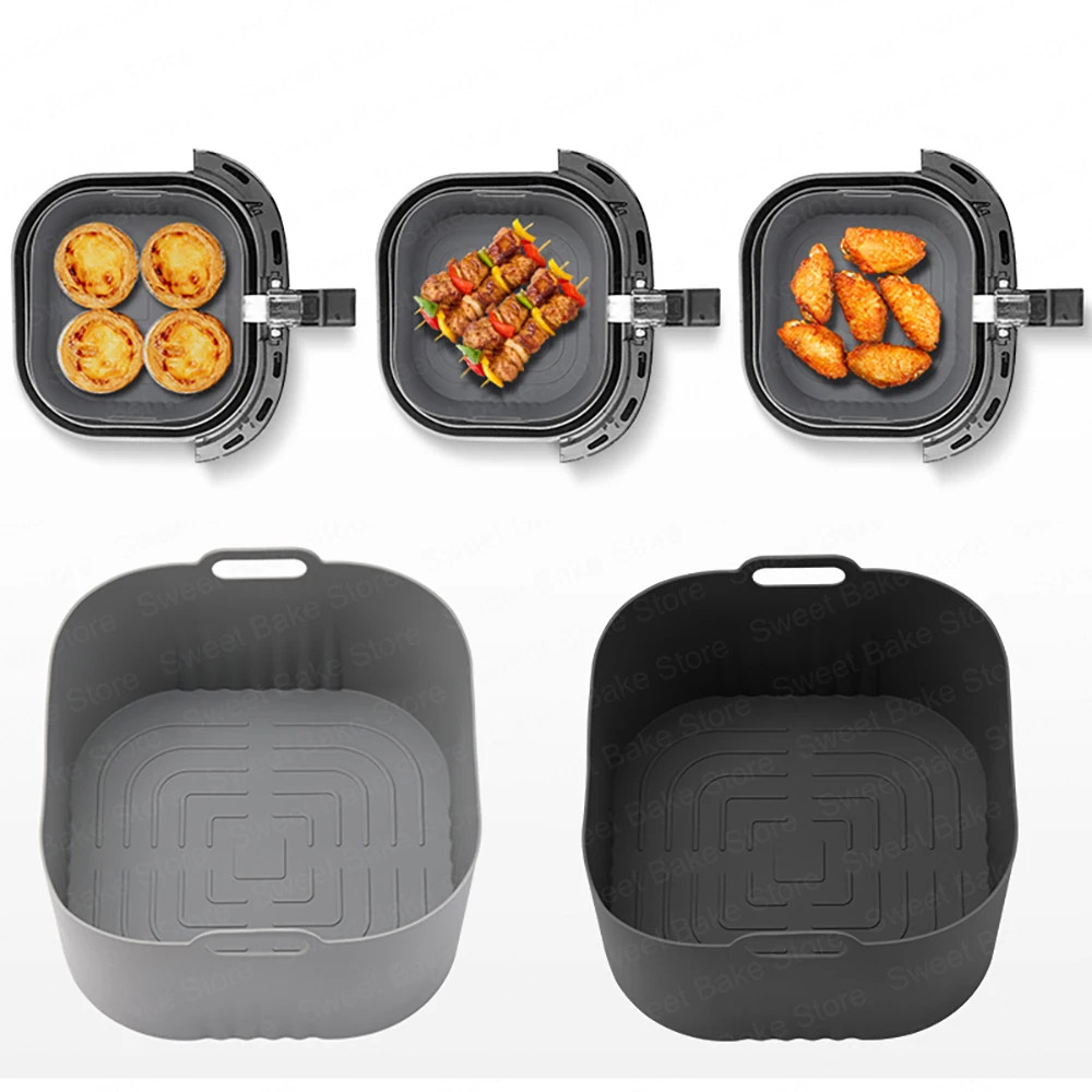 Air Fryer Accessories Air Fryer Liners 6Inch Reusable Square Air Fryer Silicone Liner Non-Stick Air Fryer Baking Basket Accessories For PHILIPS HD9252/HD9200/HD9255