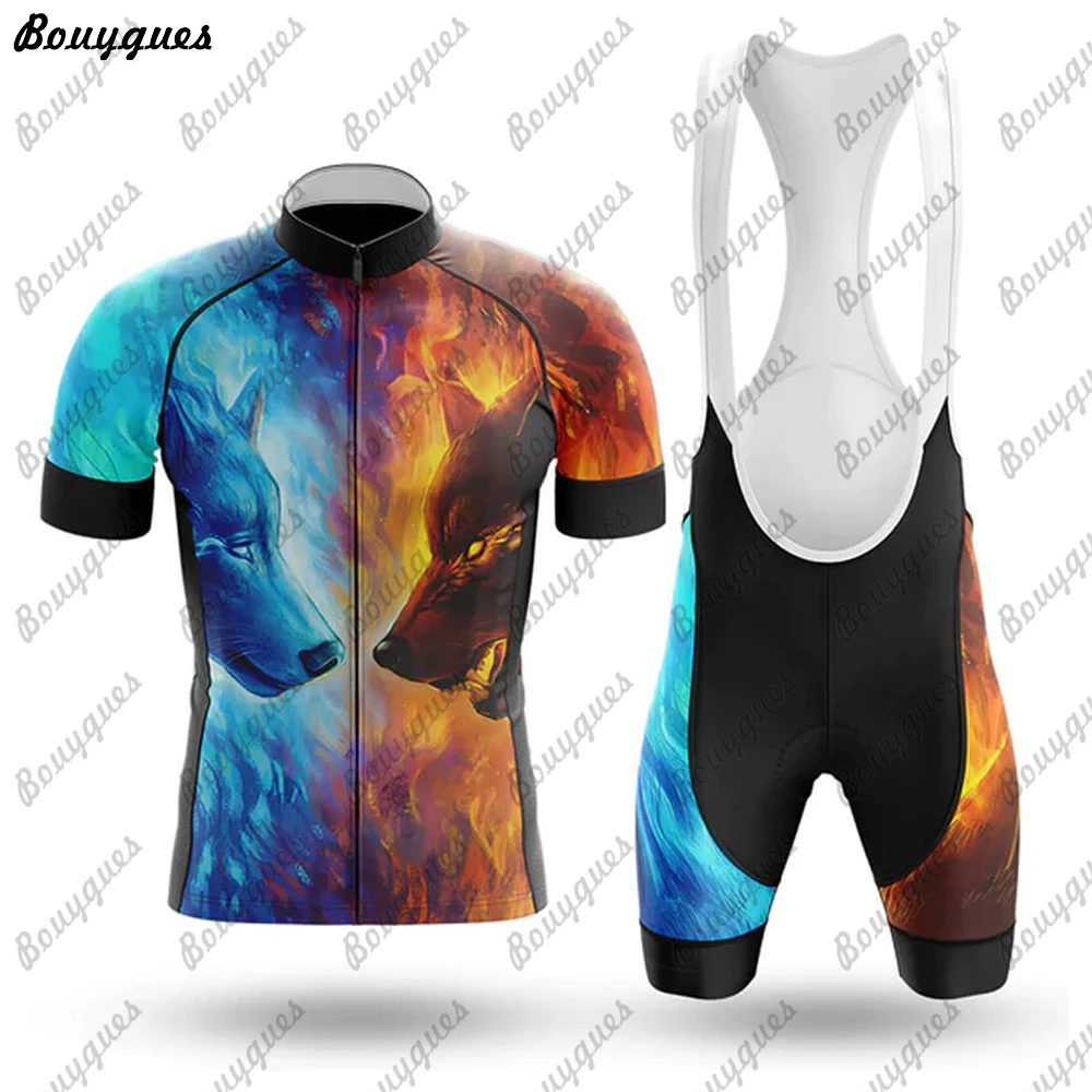 New Wolf Men Cycling Jersey Set Summer Cycling Clothing MTB Bike Clothes Uniform Maillot Ropa Ciclismo Bicycle Suit