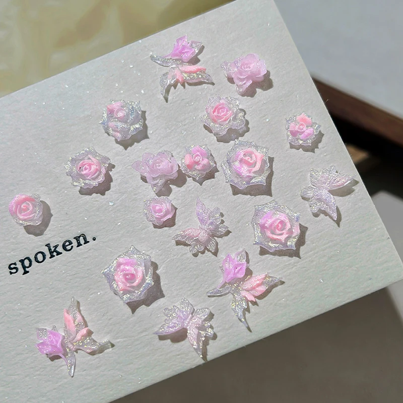 50Pcs 3D Resin Rose Nail Charms Jewelry