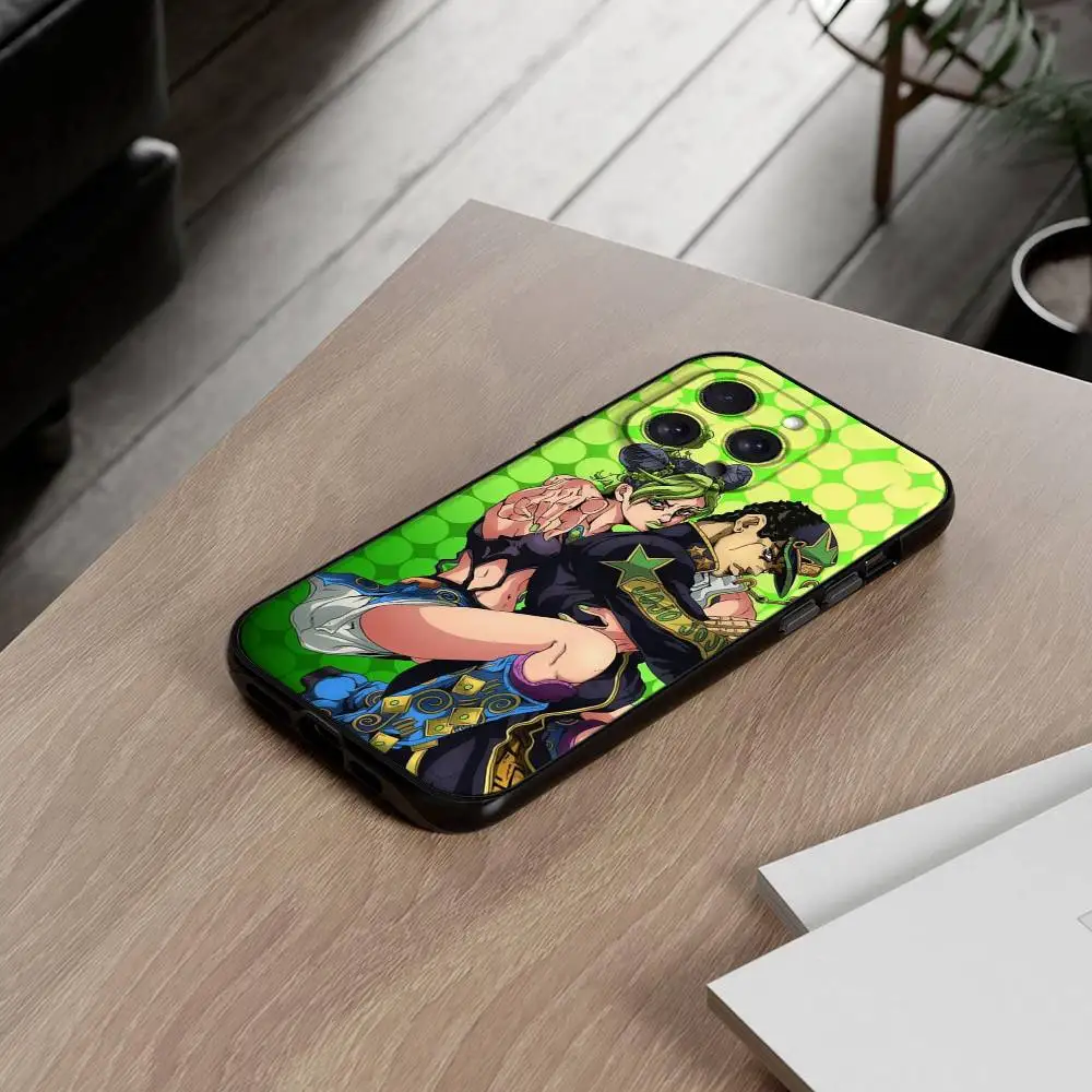 Anime-Inspired Soft Black Phone Case - JoJo's Bizarre Adventure Design