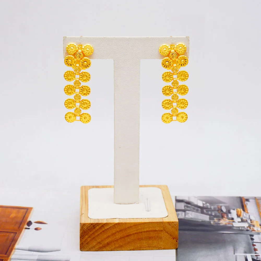 Goldene flache Punkte Halskette Schmuck-Set für Frauen Mode Ohrringe Armband Ring für Dubai Frauen Hochzeit Bankett Party Geschenk – Detail 5