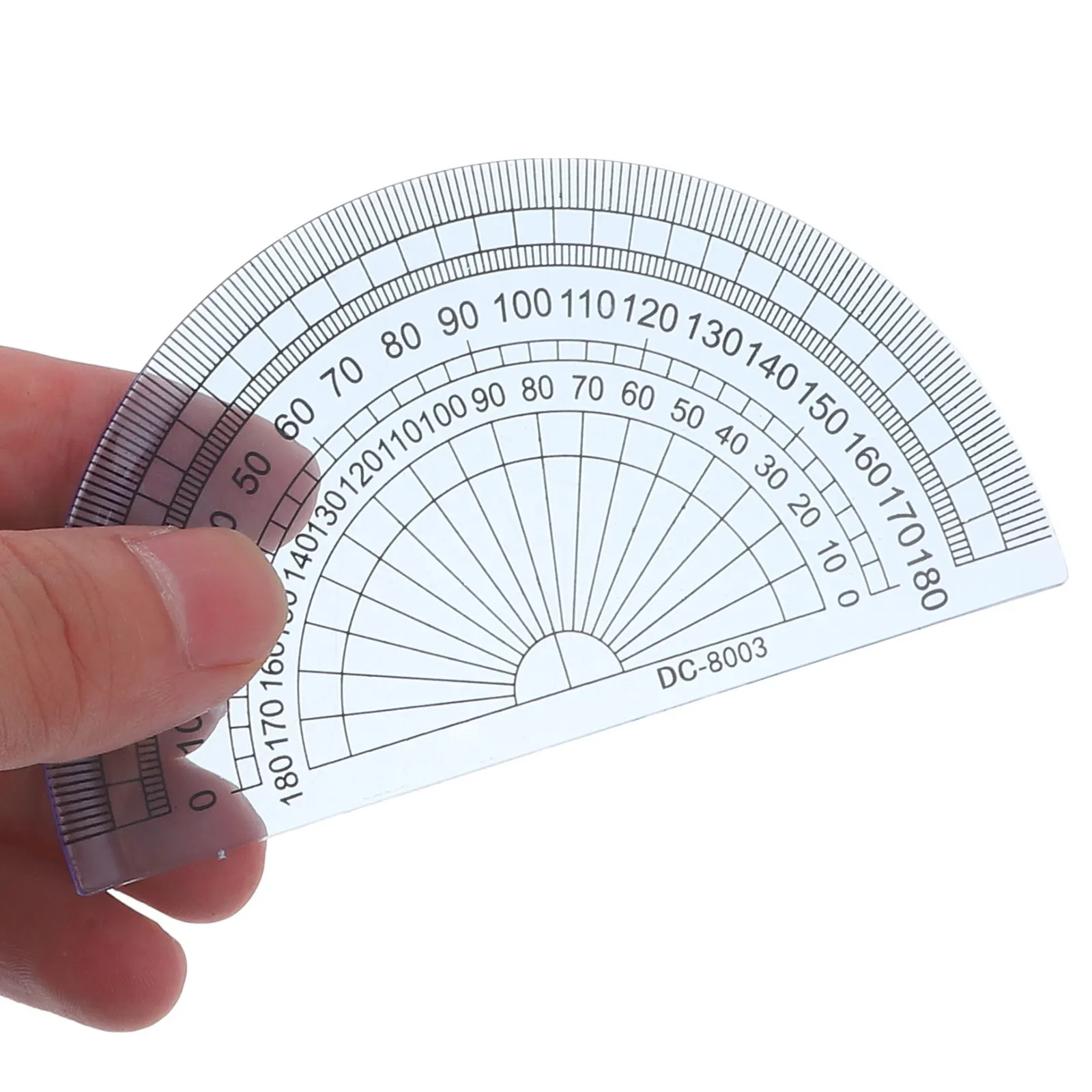 20Pcs 각도 측정 각도기 플라스틱 4 인치 180도 수학 학교 사무실 학생 자 측정기 투명 자