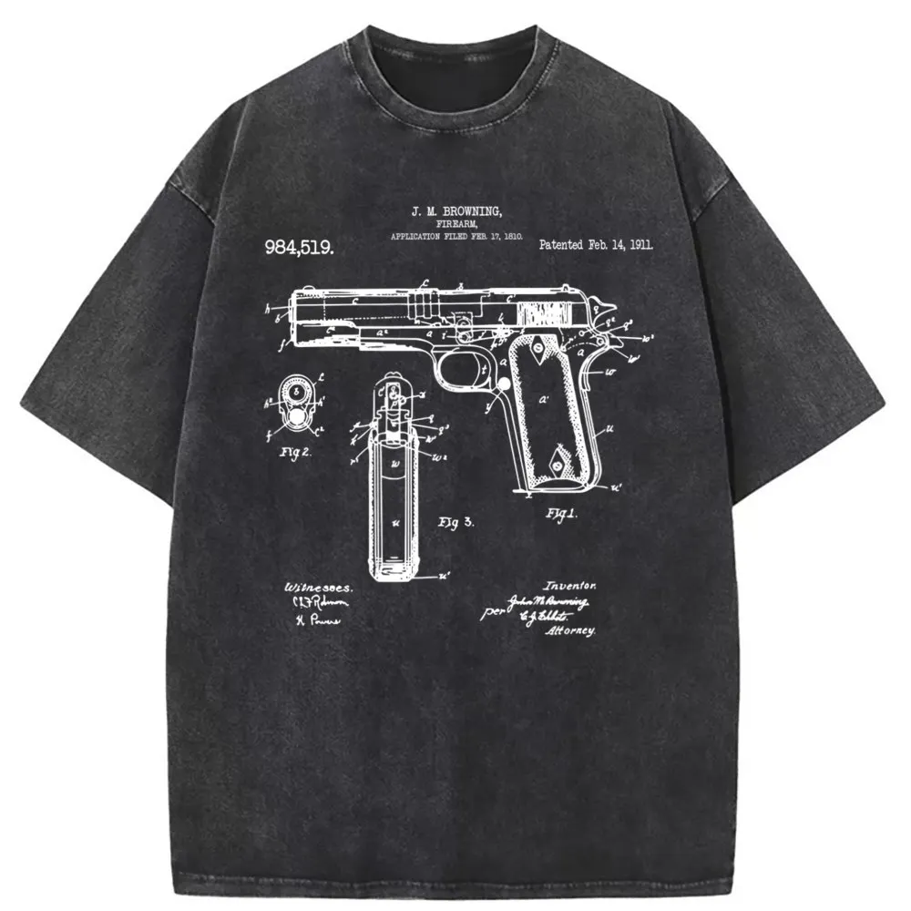 

John Browning Patent Drawing Pro Gun Shirt T Shirt Sweatshirts Family Long Sleeve New Men's Unique Sportswears