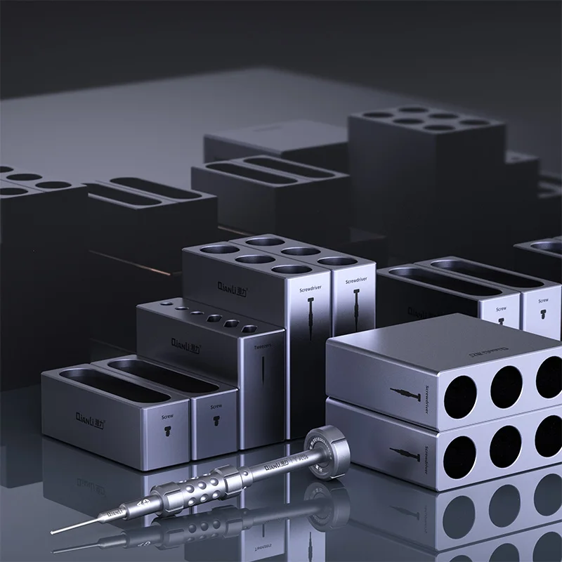 QIANLI iCube Modular Storage Box Aluminum Alloy Phone Repair Tweezers Screwdriver Screw Parts Collection Organizer Storage Rack 5