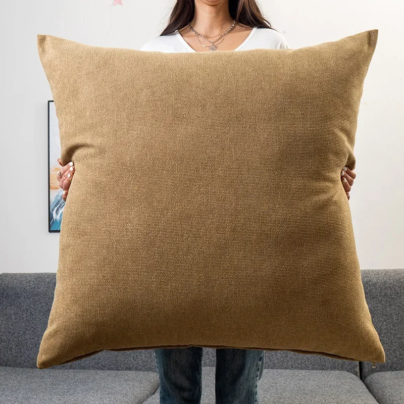 Large Square Pillowcase Coffee Sofa Back Huge Cushion Cover Washable Living Room Bedroom Pillow Cases Solid Color 55/60/70/80CM 2