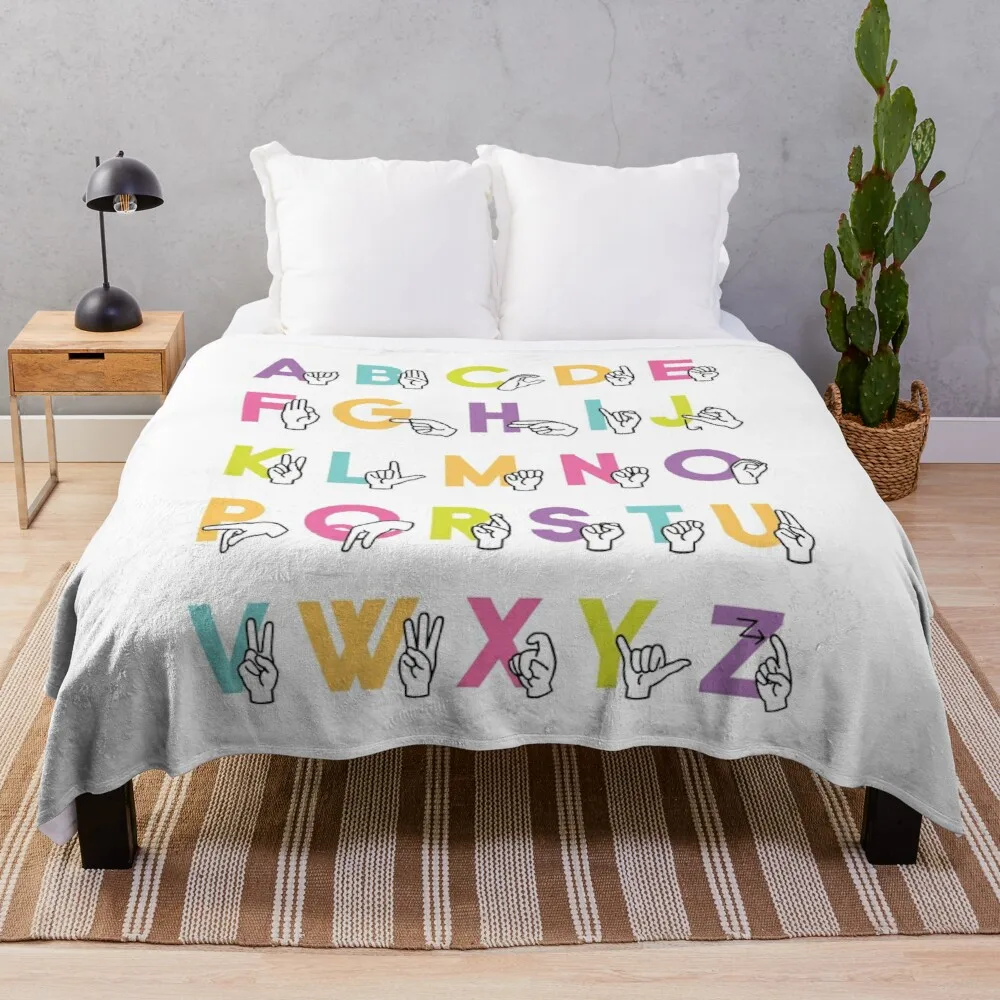 

Alphabet Flannel Throw Blanket Interesting Colourful Blanket for Baby Kids Lightweight Warm Super Soft King Queen Size for Bed