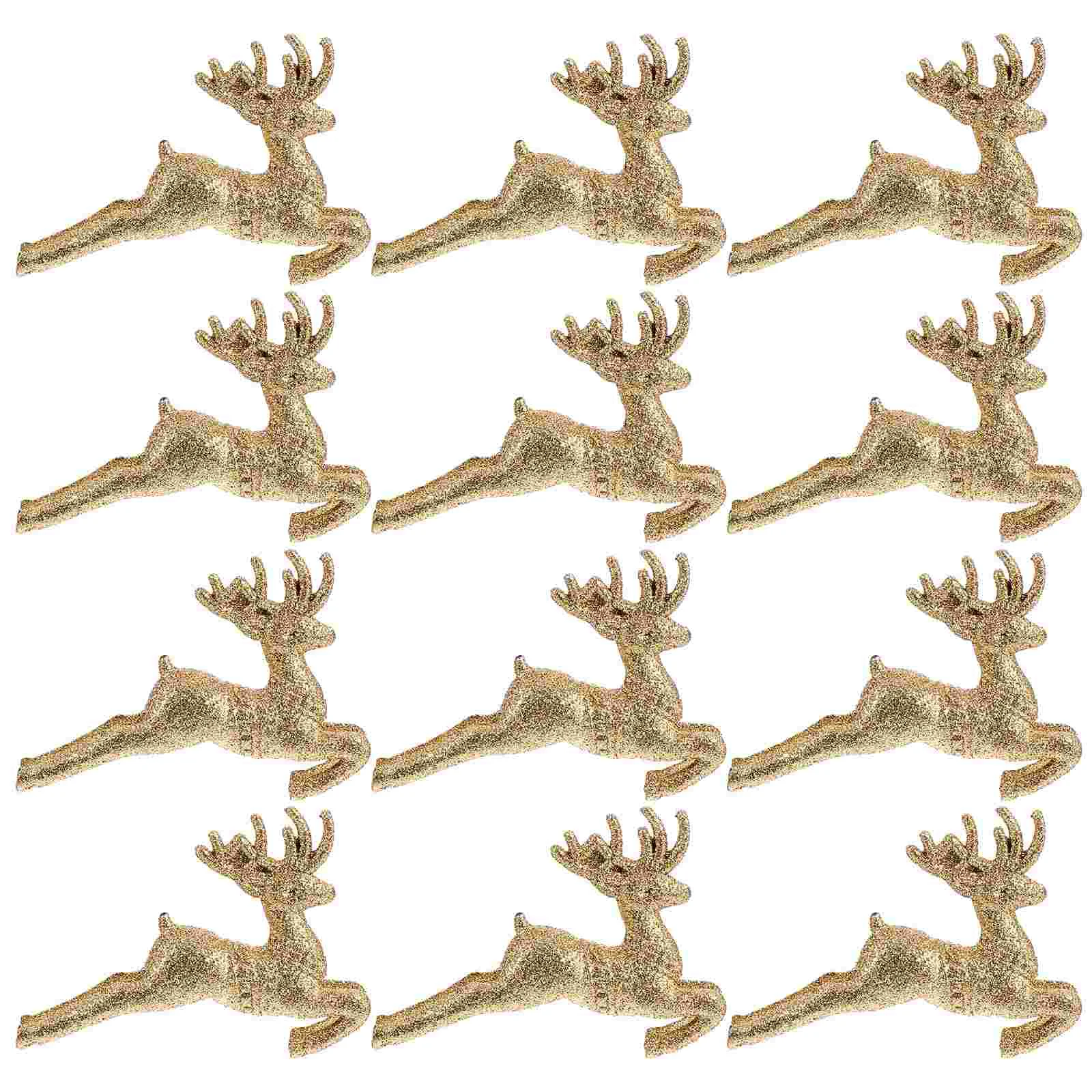 

12pcs Running Deer Ornament Treetop Adornment Creative Christmas Tree Topper