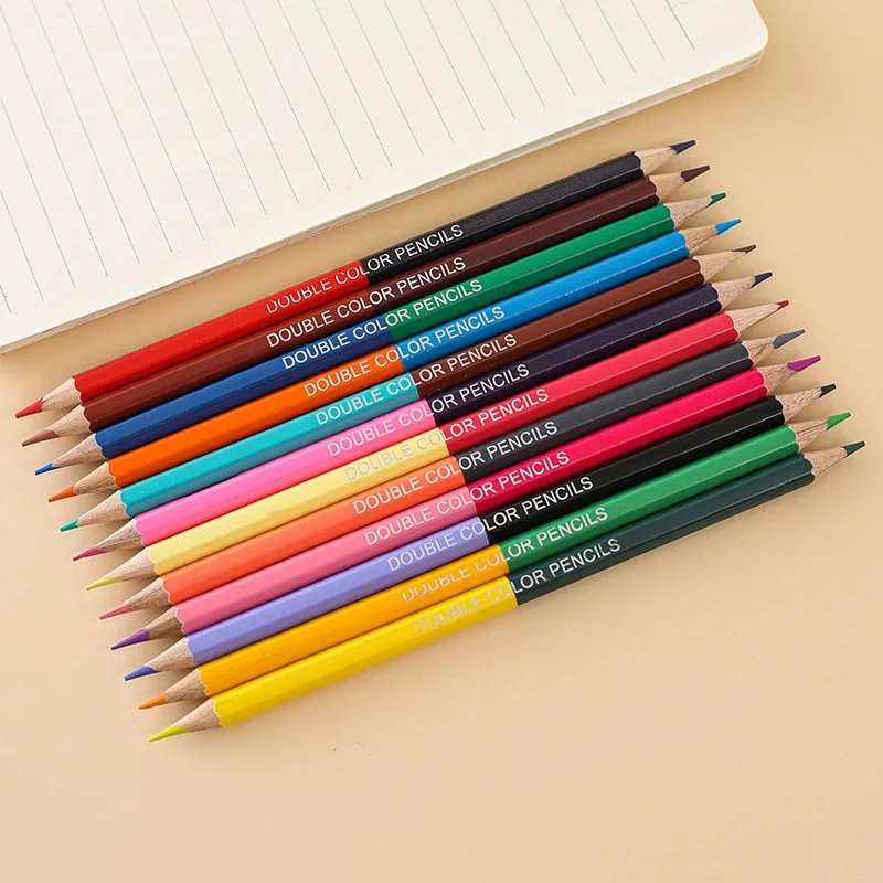 12pcs/24 Colors Double Headed Crayons for Students & artists Professional Drawing Sketching and Pastel Art School Supplies - 2