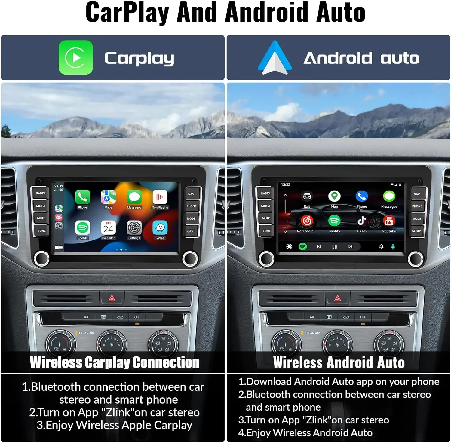 7 Touchscreen Car Radio with CarPlay Android Auto FM Backup Camera