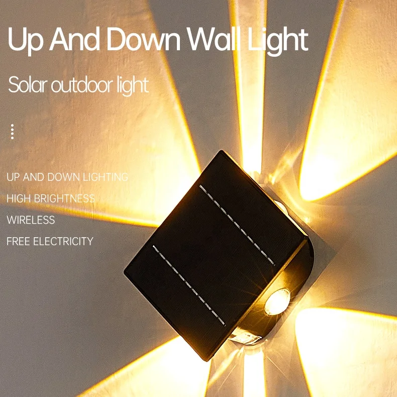Solar Wall Lights Outdoor Waterproof Up and Down ABS Luminous Lighting For Countyard Terrance Garden Yard Gate Stree Decor Lamp