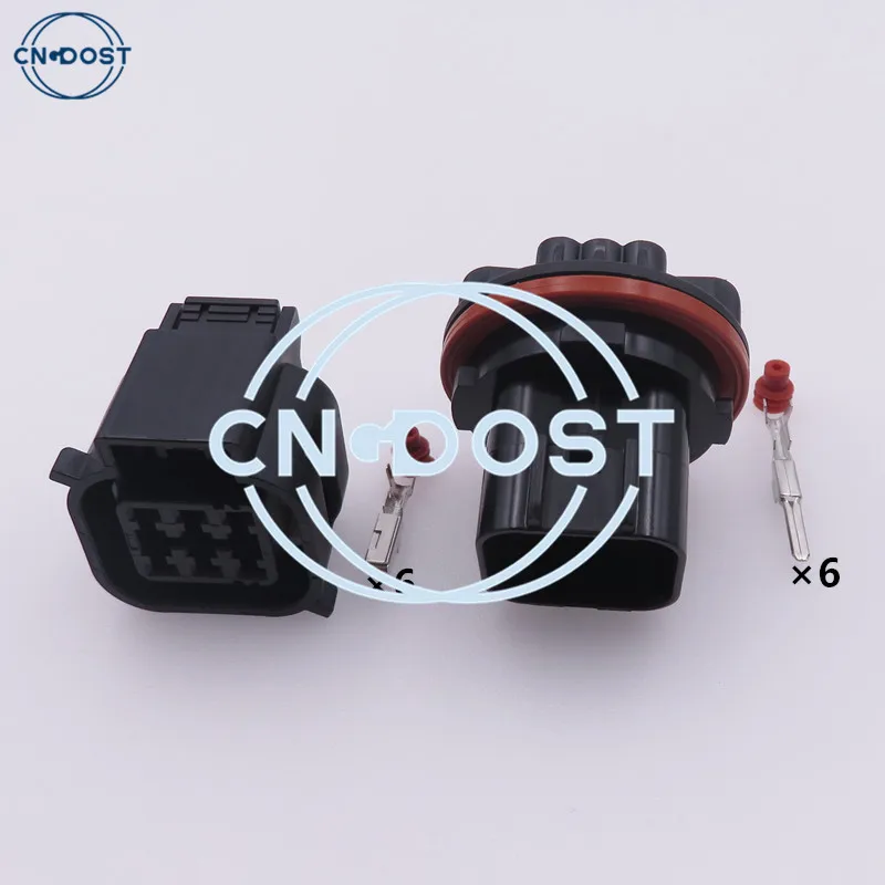 

1 Set 6 Pin Auto Headlight Cable Harness Waterproof Connector For Hyundai Kia MG643866-5 MG653863-5