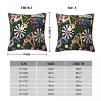 Game Room Billiards Darts Cards Square Pillowcase Polyester Linen Velvet Pattern Zip Decorative Pillow Case Home Cushion Cover 2