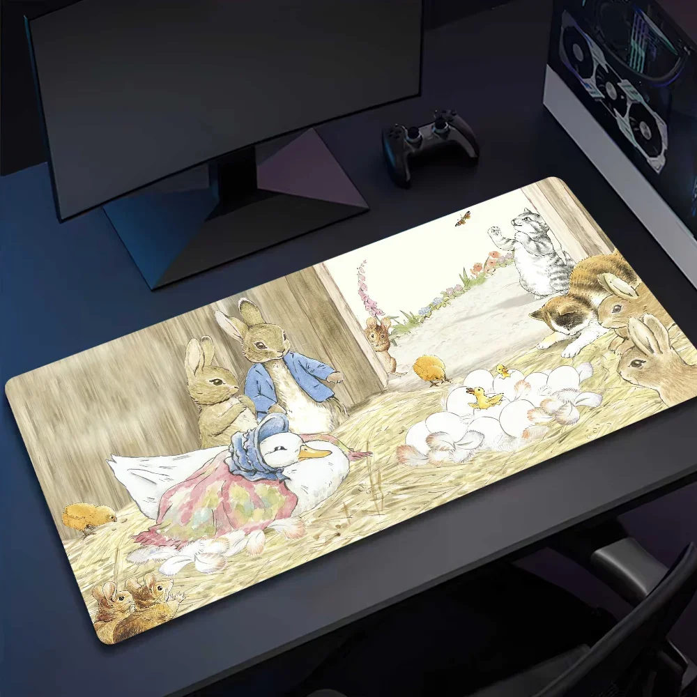 Cute P-Peter R-Rabbit Cartoon Mousepad Computer Office Game Table Mats XXL Rubber Anti-slip Gaming Keyboard Long Desk Pads