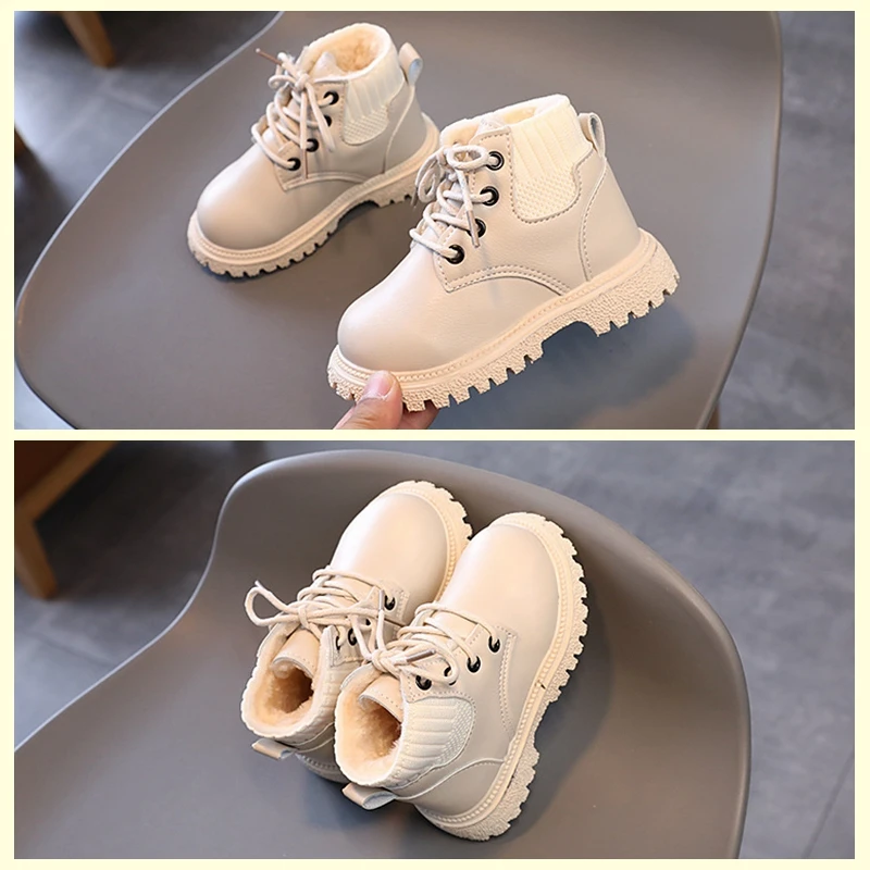 XUANMU New Children Leather Boots for Boys Girls Versatile Breatheable Simple Kids Short Boots for Girl Casual Simple X0385_voghion.com