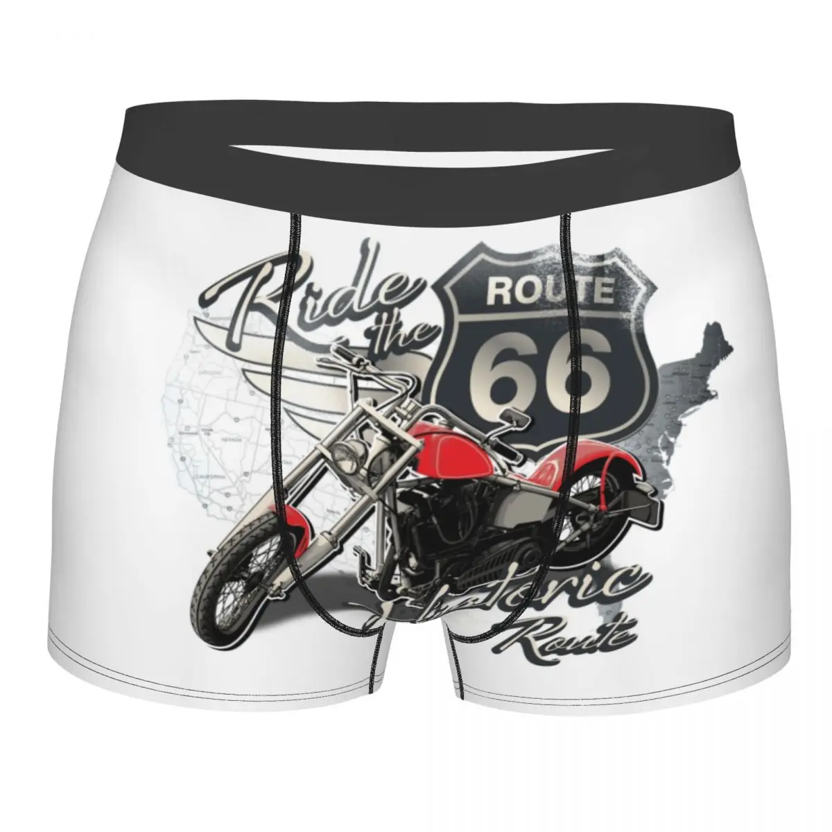 

Male Funny US 66 Biker Underwear Route 66 America Highway Motorcycle Boxer Briefs Breathable Shorts Panties Underpants
