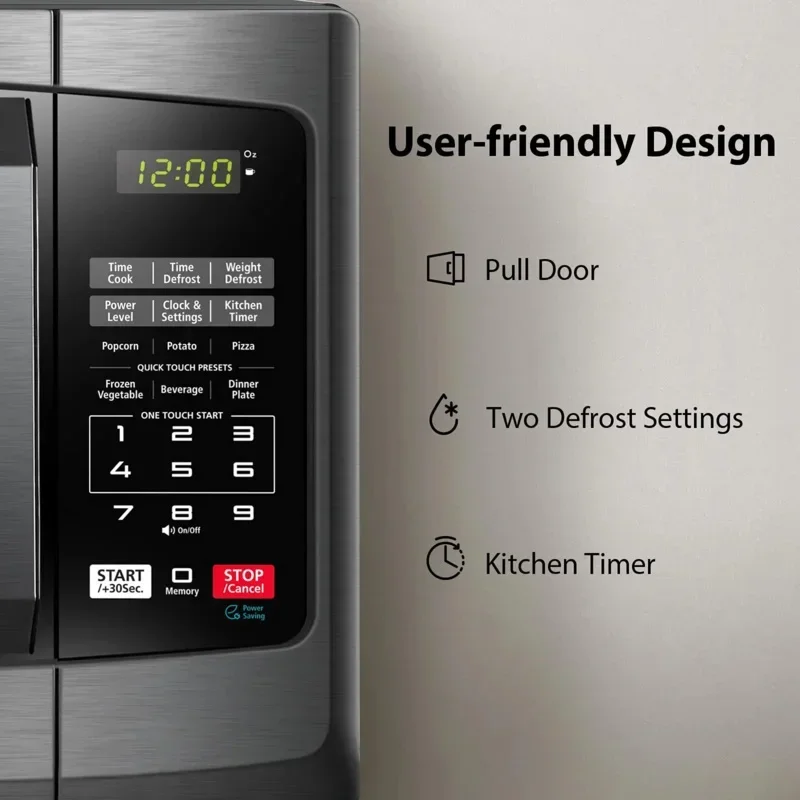 QJTOSHIBA Countertop Microwave Oven 0.9Cu Ft 10.6 Inch Removable Turntable 900W 6Auto Menus Mute & ECO Mode Child Lock LED Ligh
