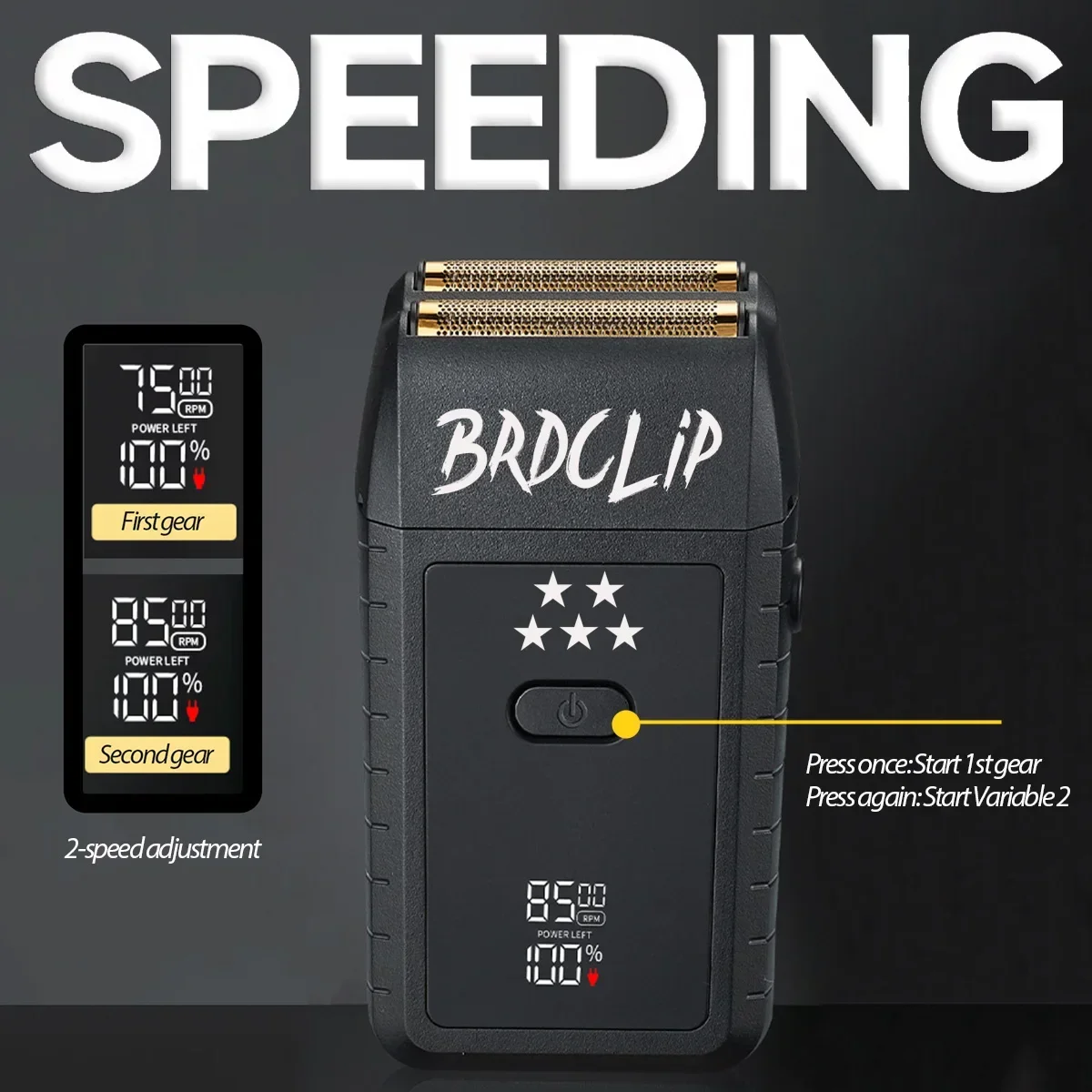 8500RPM Professional Reciprocating Shaver BRDCLIP BRD718 Two Speed LED Floating Electric Razor Beard Hair Trimmer for Man 4