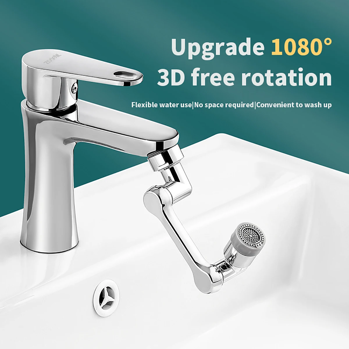 Swivel tap aerator 1080&deg; Bathroom washbasin taps Splash filter Kitchen taps Extension Water-saving nozzles Taps