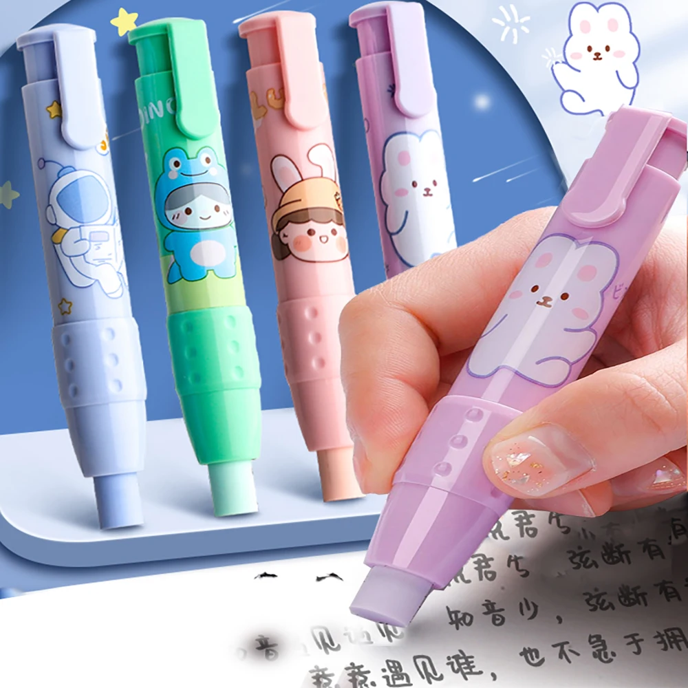 Erasers Pen Retractable Press Pencil Rubber Correction Supplies School Stationery Erasers for Kids Soft Art Eraser Pen pencil eraser eraser pen retractable eraser eraser refillable pen