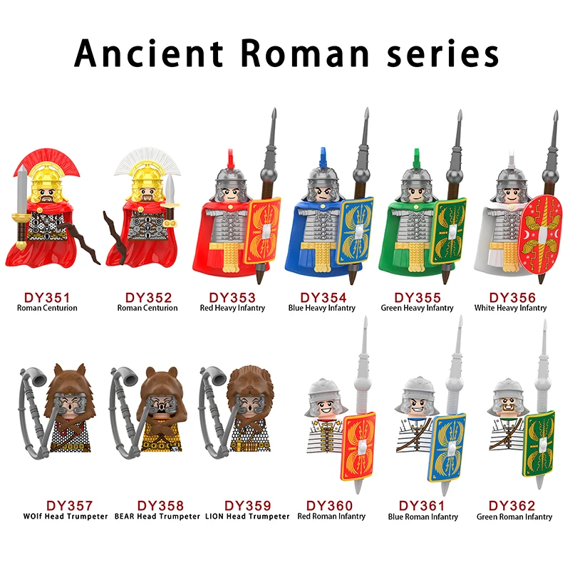 

Средневековый рыцарь, воин, римский солдат, пехота, шлем, фигурки MOC, строительные блоки, аксессуары, игрушки для детей, подарок DY351 DY362