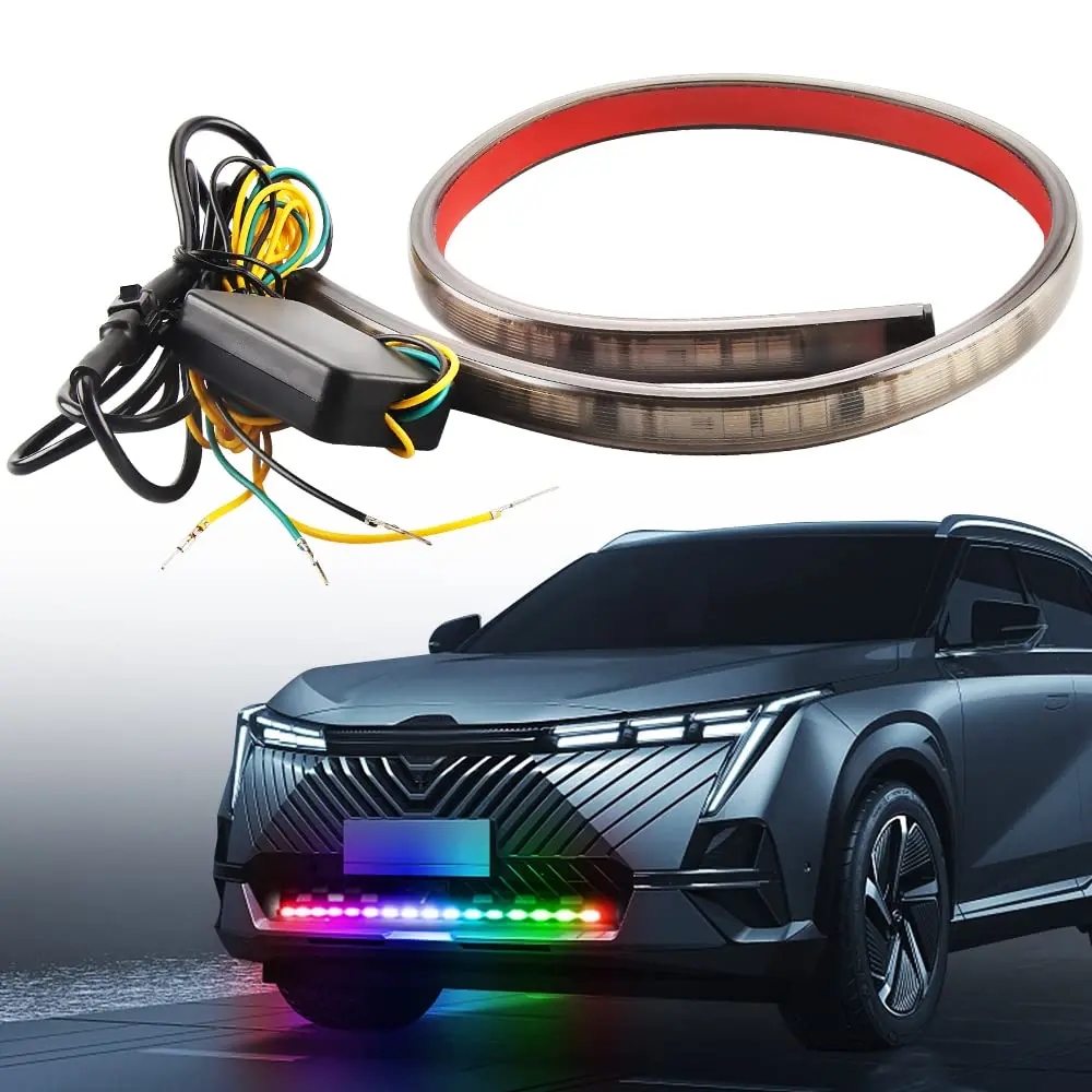 

Led Car Daytime Running Light Colorful Driving Turn Signal Light Third Brake Lamp Decorative Warning Emergency Tail Lamp 12V-24V