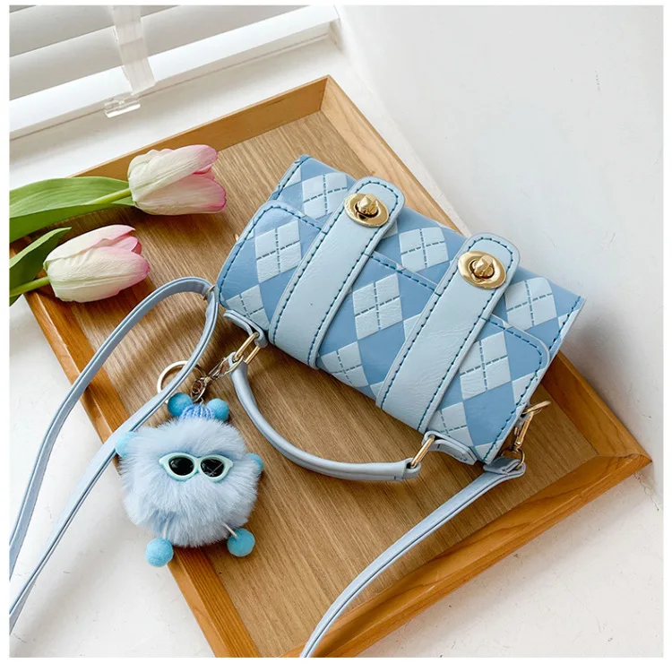 DIY Handmade Women Diamond Check Pattern Shoulder Bags Solid Handbag Phone Bag Hand Stitching DIY Sewing Material for Woven Bag