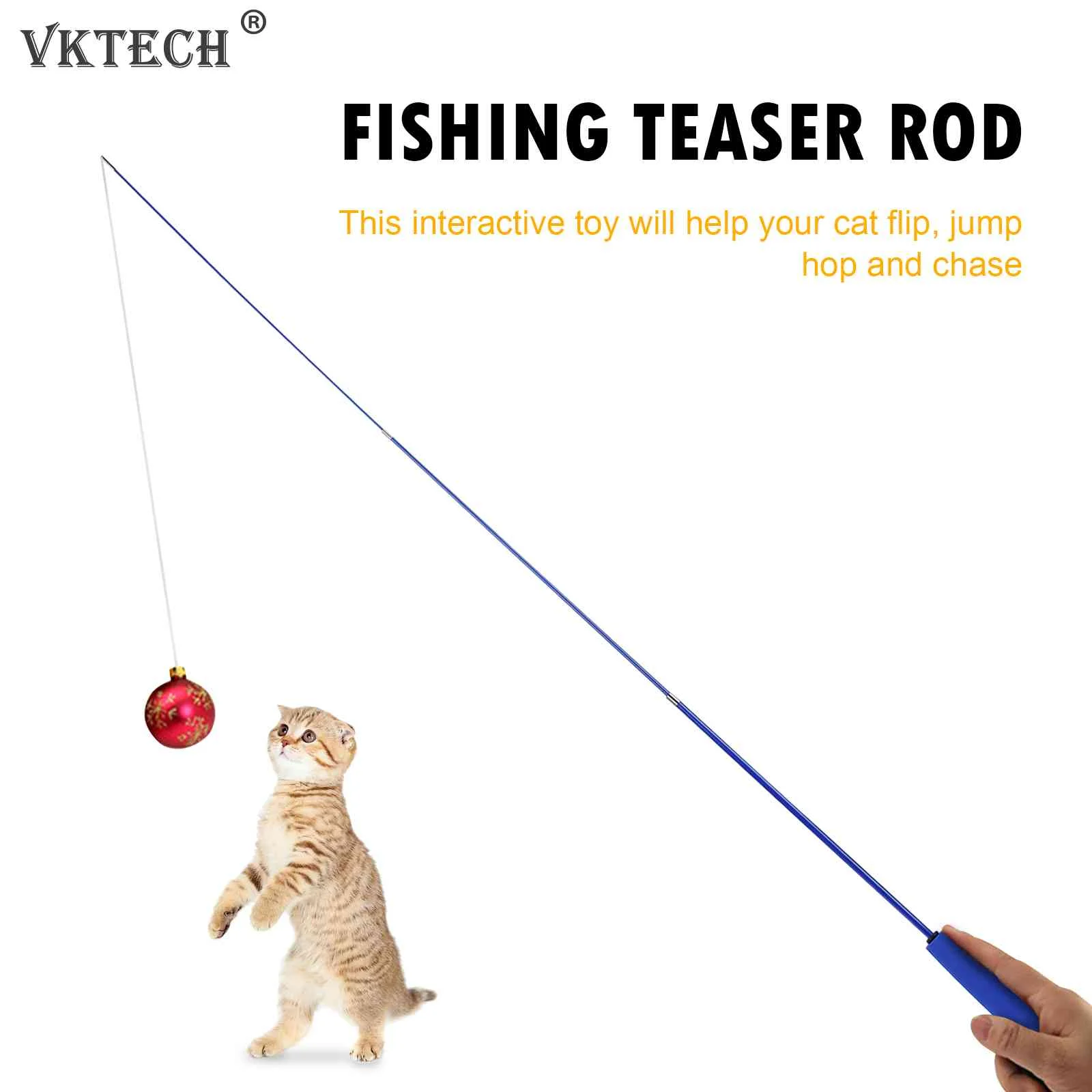 Interactive Cat Fishing Rod, Retractable Cat Toy Wand, Cat Training