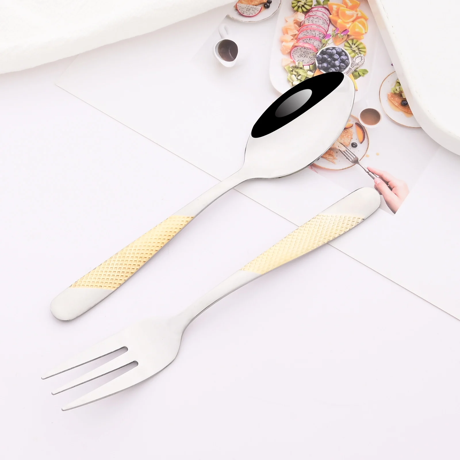 Mini Fork Set 6Pcs/Set For Fruit Cake Snack Stainless Steel Tea Fruit Fork Set Rainbow Dessert Small Salad Dinnerware