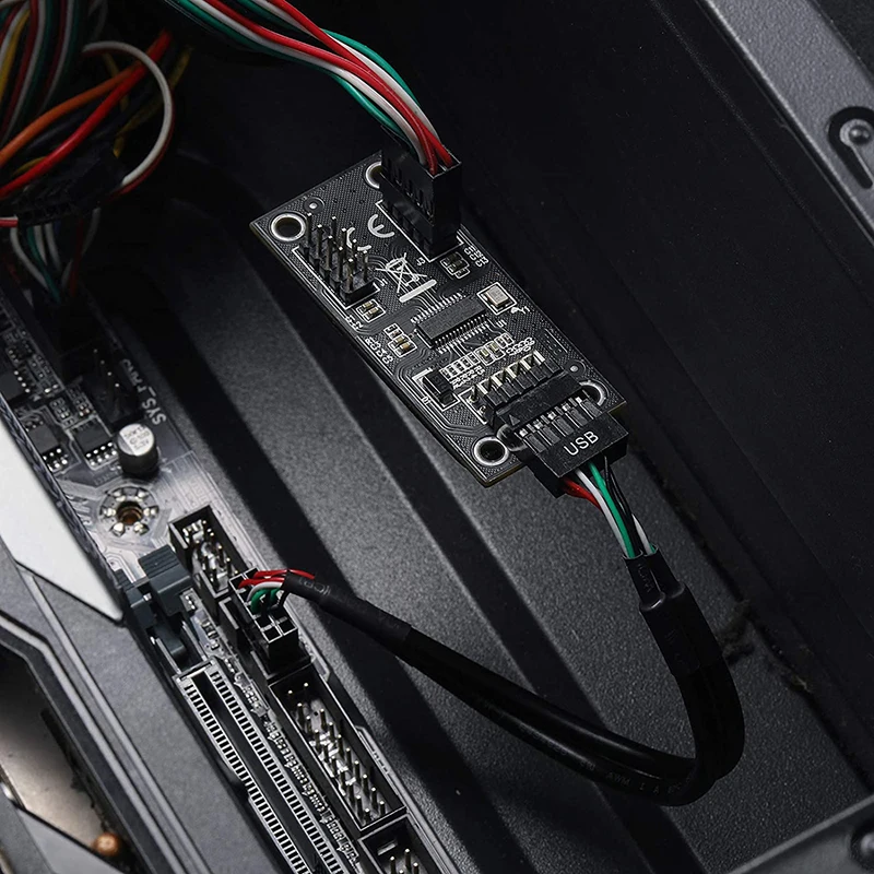 USB2.0 9Pin to Dual 9Pin Hub Adapter - Riser Motherboard USB 9Pin Header Connector with 1 to 2 Extension Cable Description Image.This Product Can Be Found With The Tag Names Motherboard usb 20 header splitter, Motherboard usb cable splitter, Usb motherboard 9pin extension