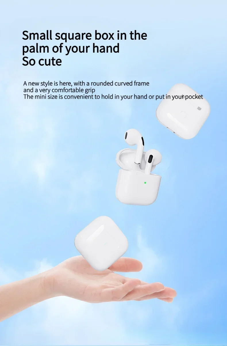 Wireless Earphones Bluetooth Headphones Noise Cancell Stereo Music Earbuds Touch Control Earbud With Microphone Pro 4 lanyard