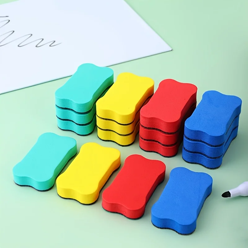 10 gomme cancellatrici di colore casuale, senza polvere, gomme cancellatrici colorate per lavagna, piccole gomme cancellatrici a forma di osso. Forniture per ufficio per insegnanti e studenti - immagine 4