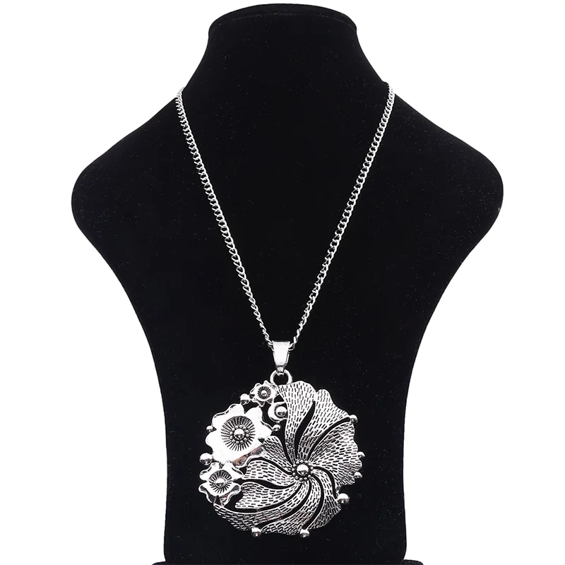 ZXZ Tibetan Silver Large Boho Flower Charm Pendant 68mmx65mm