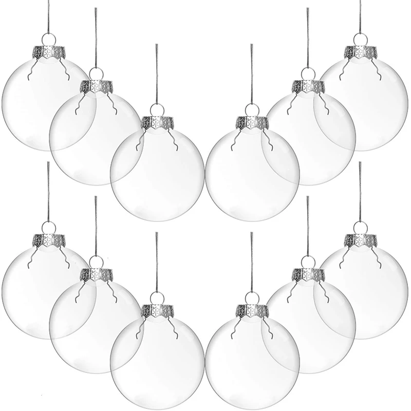 Bolas de Navidad de plástico transparente para decoración del hogar, adorno rellenable para árbol de Navidad, colgante, 6 piezas, 2024