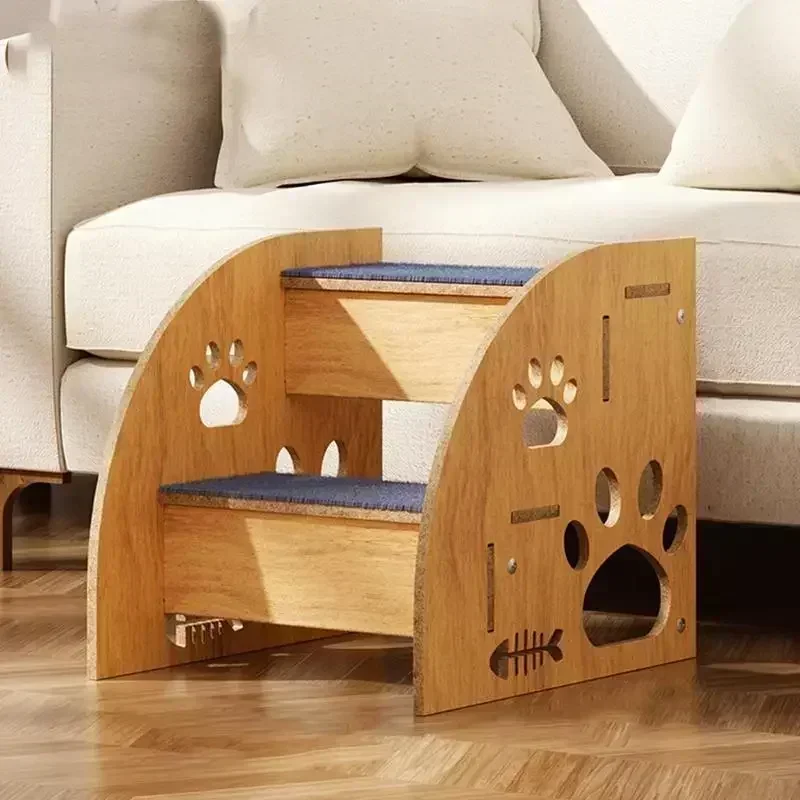 Non-Slip Wooden Pet Dog Steps Stairbed Ideal for High Beds Dog Ramps Helps Dogs Climb with Ease
