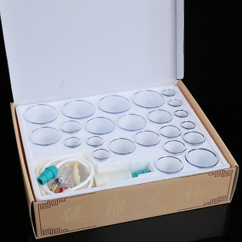Cupping Therapy Set 24Pcs Chinese Biomagnetic Vacuum Cupping Home Cupping Therapy Set Body Relax Tight Muscles Massage Pain Relief Tool